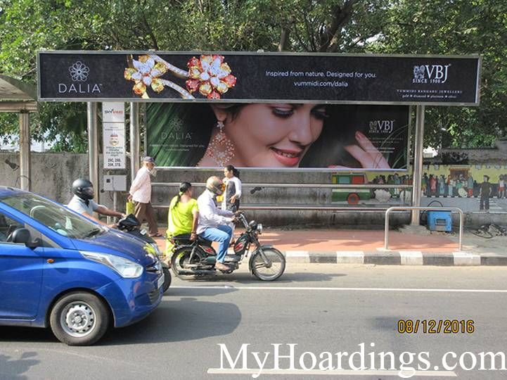 Cost of Bus Shelter Advertising at Stella Maris Bus Stop in Chennai, Outdoor Media Agency Chennai, Tamil Nadu 